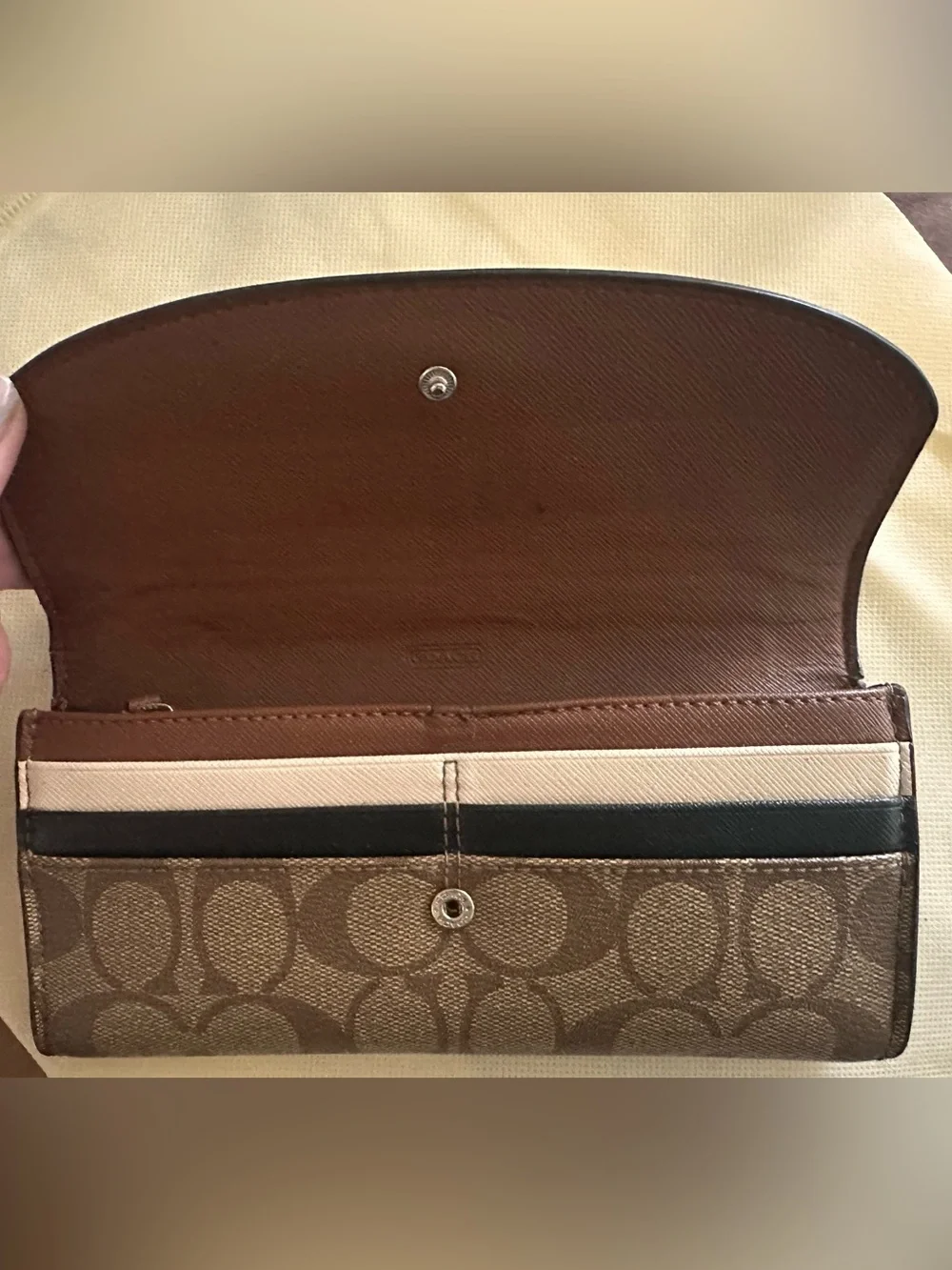 Coach Brown Leather & Signature Wallet